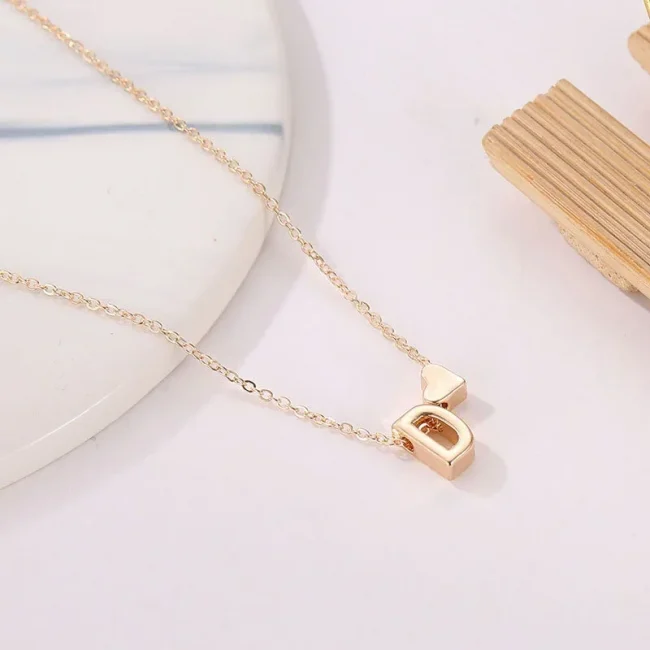 SUMENG Fashion Tiny Heart Dainty Initial Necklace Gold Silver Color Letter Name Choker For Women Pendant Jewelry Gift 5