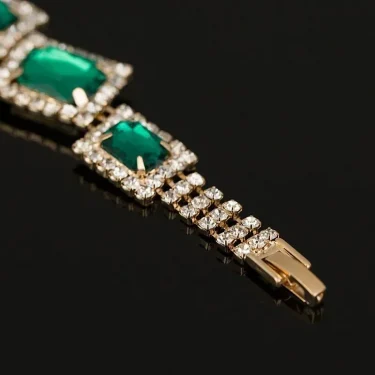 Fashion Wedding Bracelets Jewelry Luxury Women's Green Crystal Stone Bracelet Charm For Ladies Link Chain Bangles 4