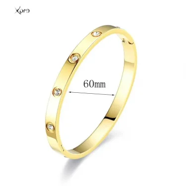 Xpro Stainless Steel Bracelets Woman Bangle Bangles for Woman Golden Love Crystal Wedding Feminina Luxury Jewellery Gifts 3