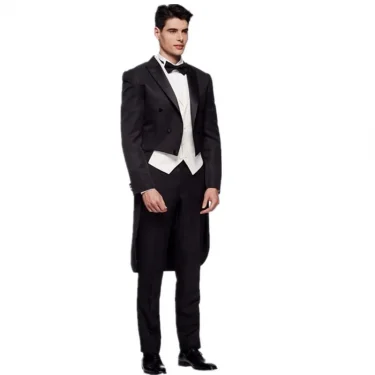 Black Men Tuxedo Tailcoat Formal Dress Suits Swallow Tail Coat Male Jacket Vest Pants Party Wedding Suit Dance Magic Performance 3