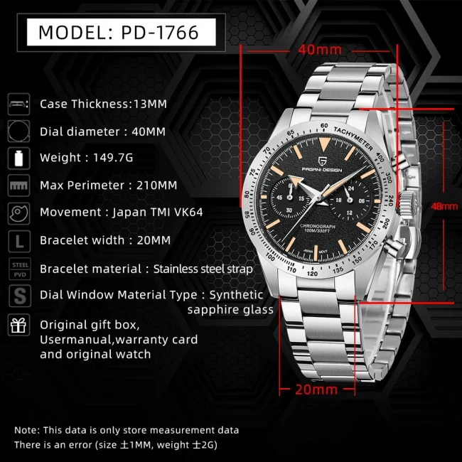 2025 New PAGANI DESIGN Retro Mens Watches Moon Quartz Watch For Men Speed Sports Chronograph AR Sapphire VK64 Clock Reloj Hombre 6