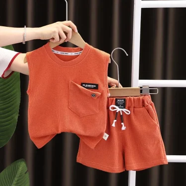 Cotton Soft baby Boys' and Girls' Clothing sets Casual Fashion kids Short Sleevesuits Summer Wear 2