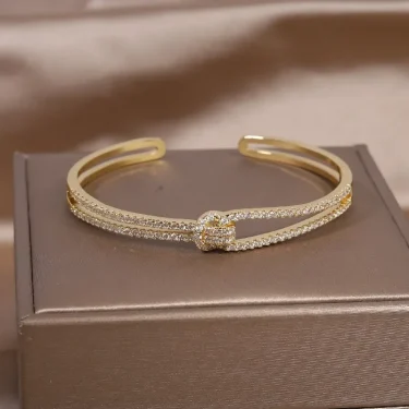 exquisite AAA luxury full zircon knot bracelet elegant women's wedding party opening adjustable bracelet 1