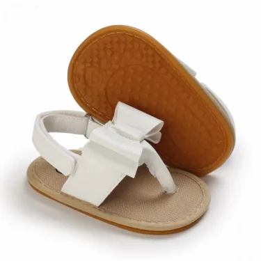 Classic Leather Baby Sandals Baby Boys Baby Girls Non-slip Solid Color Bow Baby Walking Soft Rubber Bottom Hundred Garden Shoes 6