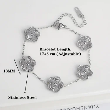 Classic Stainless Steel Hot Selling Golden Clover Adjustable Bracelet Luxury Five Leaf Flower Bracelet Jewelry For Women Gift 2