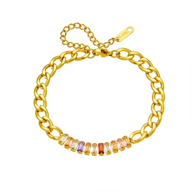 DIEYURO 316L Stainless Steel Gold Color Charm Bangle Bracelet For Women New Trend Rustproof Wrist Jewelry Party Gifts Bijoux 6