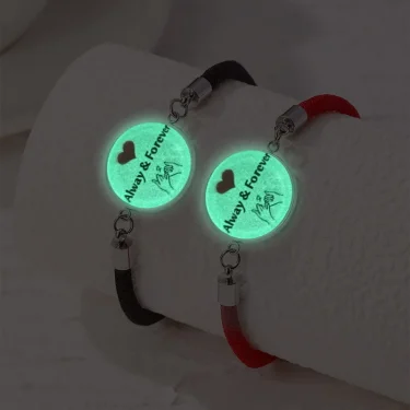 2 PCS/Set Stainless Steel Couples Bracelet For Women Lover Luminous Sun Moon Rope Charm Friendship Girlfriend Party Jewelry Gift 4