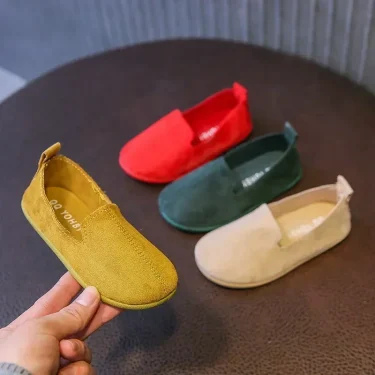 Children's Flat Shoes New Candy Color Simple Casual Shoes Loafers Slip-on Flats Lightweight Boys Girls Leather Shoes Moccasins 1