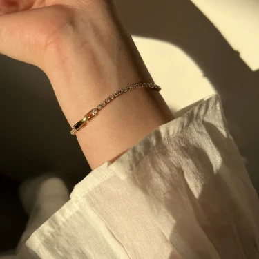 Luxury Classic Full of Rhinestones 18K Gold Plated Bracelets For Women Sparkling Simple Zircon Bracelets Jewelry Birthday Gifts 3