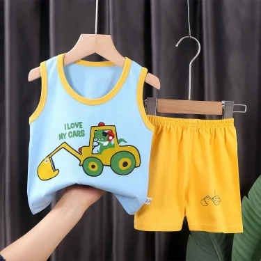 Children Clothing Set Child Vest Suit Summer Cotton New Girls Shorts Clothes Baby Boys Sleeveless Suit Kid Clothes 6