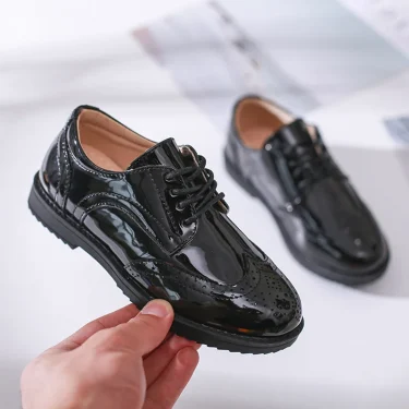Kids Shoes For Boys Genuine Leather Shoes For Kids Wedding School Show Dress Flats Light Classic Black Children Loafer Moccasins 5