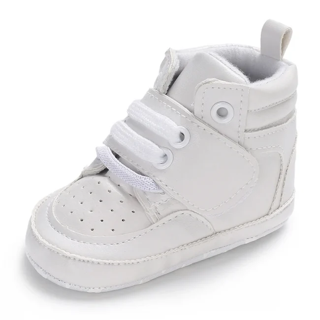 Newborn Baby Fashion Sneakers Shoes Boys Girls Solid Lace Up High Shoes Toddlers Breathable Non Slip First Walkers 0-18 Months 6