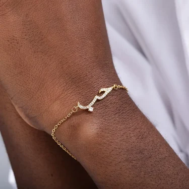 Charm Lovely Arabic CZ Love Statement Bracelets & Bangle For Women Men Stainless Steel Accessories Ketting Pulseira envio gratis 1