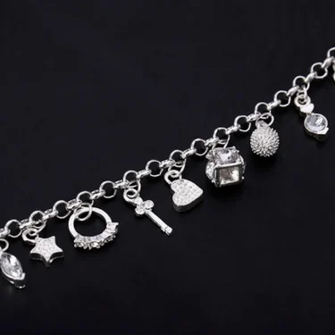 925 Sterling Silver Fashion 13pcs Pendant Chain Charm Bracelet for Women for Teen Girls Lady Gift Women Fine Jewelry 6