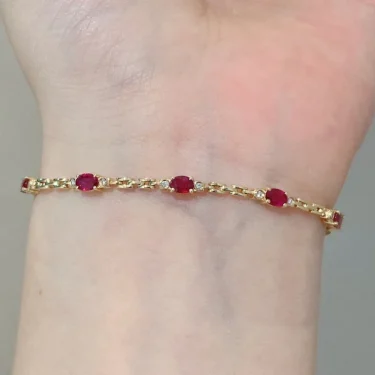 New light luxury silver inlaid ruby diamond bracelet for women chain charm fine section exquisite high-end engagement jewelry 6