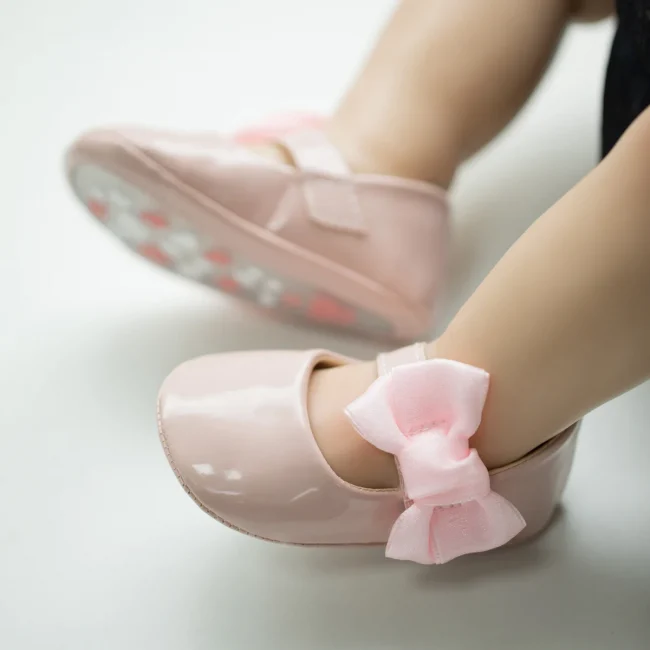 KIDSUN Baby Cute Bow Princess Shoes Solid Colour Soft Bottom First Toddler Shoes 0-18 Months Newborn Baby Shoes Girl 6