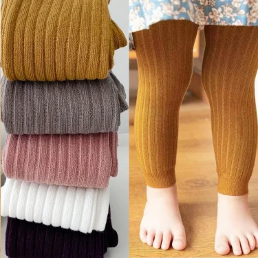 Autumn Spring Baby Girls Ribbed Cotton Elasticity Stretch Tight Leggings Children Pants for Kids Girl 0-6 Years 1