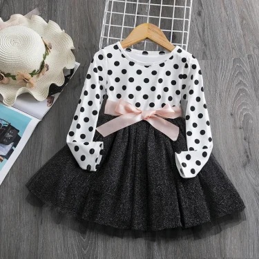 Kids Spring Clothes for Long Sleeves New Children's Clothings Girls Party Autumn Mesh Dresses for Girls 3-8Y Kid Casual Costumes 4