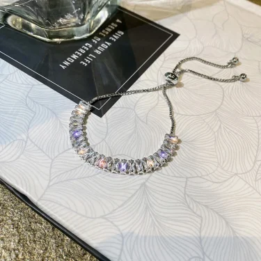 Full of Rhinestone Stainless Steel Bracelet For Women 2022 New Designer Shiny Luxury Zircon Adjustable Bracelets Jewelry Gift 4