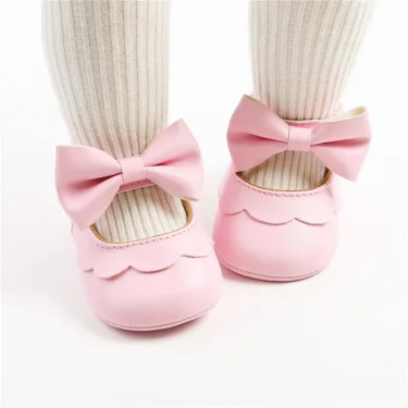 0-18M Newborn Infant Baby Girls Princess Crib Shoes Bow Knot Solid Color First Walker Soft Sole Shoes 3