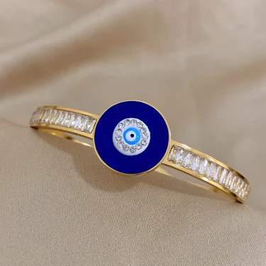 Fashion Turkish Evil Eyes Stainless Steel Bracelet Bangle For Women Unisex Enamel Lucky Blue Eyes Cuff Bracelets Wristband Gift 5