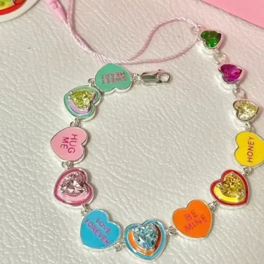 Colorful Rhinestones Love Heart Bracelets for Women Sweet Y2k Aesthetic Jewelry 3