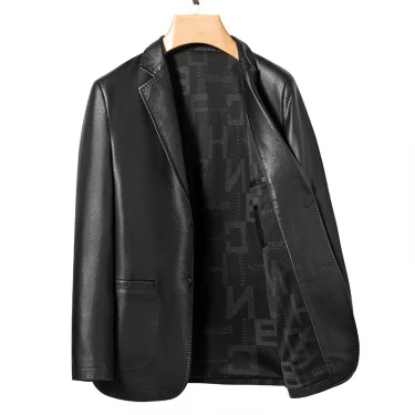2025 High-quality Suit Leather Fashion Men's New Handsome Trend All Matching Leather Jacket Slim Fit Autumn and Winter Blazers 3