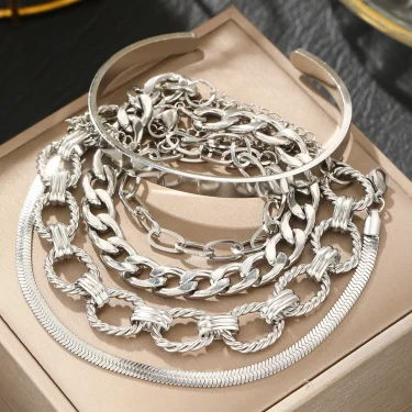 Stainless Steel Jewelry Set Five Bracelets Set Classic Ornate Design Jewelry Set For Women Jewelry Fashion New Products Gifts 5