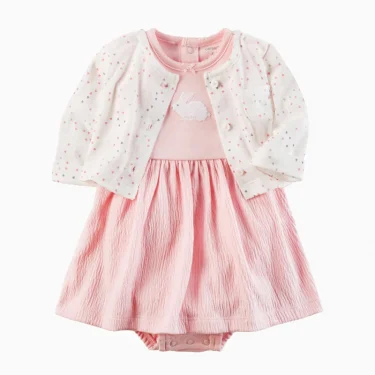 2pcs Spring Summer Infant Baby Girls Clothes Sets Toddler Dresses Long Sleeves Cardigan+Bodysuit Dress Newborn Girl Outfit 4