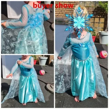Snow Queen Elsa Girl Costumes Kids Birthday Carnival Party Prom Gown for 3-10 Years Children Robe-Playing Princess Dresses 6