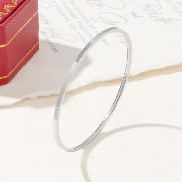 2mm Stainless Steel Thin Bangle Bracelet Women Simple Stackable Circle Jewelry Rose Gold Silver Color 55/ 60/ 65mm Flat Surface 5