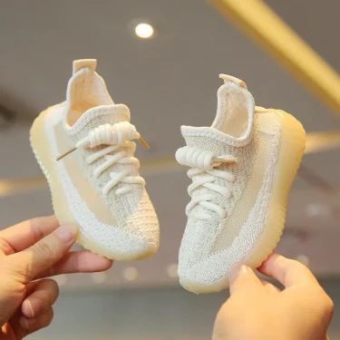 Kids Spring and Autumn Sneakers Soft Breathable Running Knitting Infant Teenage Mesh Sports Boy Girl Lightweight Coconut Shoes 2