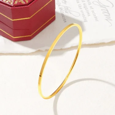 2mm Stainless Steel Thin Bangle Bracelet Women Simple Stackable Circle Jewelry Rose Gold Silver Color 55/ 60/ 65mm Flat Surface 4