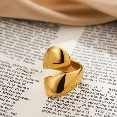 Creative Gold Color Stainless Steel Rings for Women Punk Chunky Irregular Smooth Round Dome Ring Female Statement Jewelry Gift 3