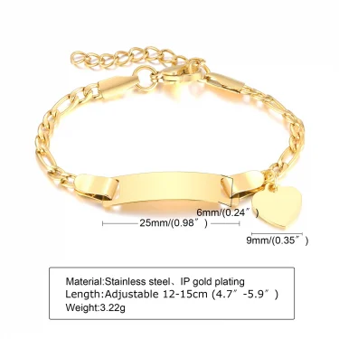 Vnox Customize Baby Name Bracelets for Girls Boys ,Custom Name Birth Date Bangle,Stainless Steel Heart Charm Bracelet Gift 5