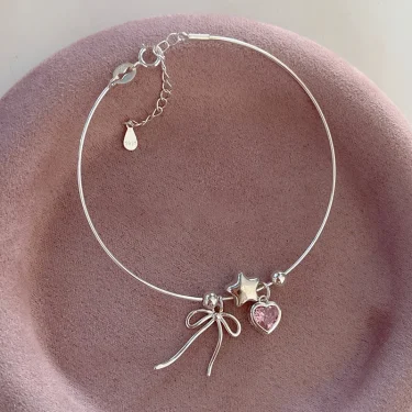 VENTFILLE 925 Sterling Silver Zircon Love Heart Bracelet For Women Bowknot Stars Bead Snake Bone Chain Jewelry Gift Dropship 1