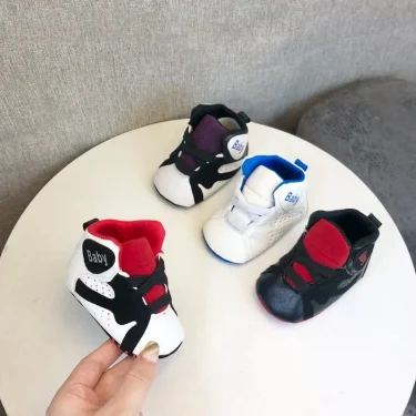 Spring and Autumn Season 0-18M Fashion High Top Baby Shoes Boys Basketball Shoes Sports Shoes Casual Anti slip First Step Shoes 1