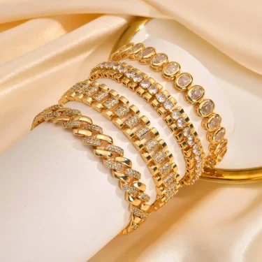Zirconia Tennis Chain Bracelet, Watch Strap Chunky Link Bracelet for Women, Birthdat Wedding Jewelry 2