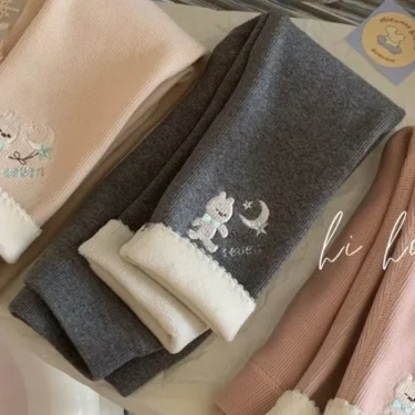 Girls Fleece Leggings Autumn WInter Korean Velvet Warm Pants 1-6Years Old Girl Casual Thicken Trousers 6