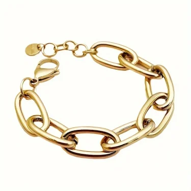 May@RZ 1pc Classical Simple Couple Chain 14K Plated Stainless Steel Bracelet For Daily Wear Men And Women's Jewelry 5