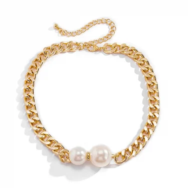 Vintage Punk Cuban Chains Necklaces Women Gothic Imitation-Pearl Pendant Necklace Chokers Fashion Accessories Jewellery 5