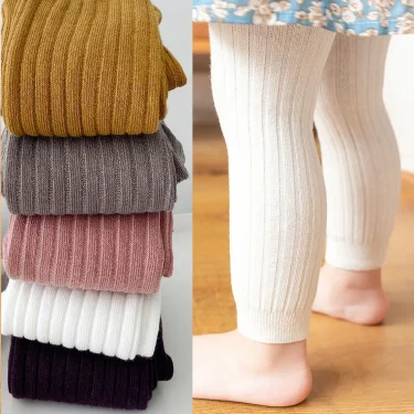 Baby Girls Leggings Newborn Spring Autumn Tights Solid Color Cotton Pants Toddler Kids Stretch Ribbed Leggings Clothes 0-5 Year 2