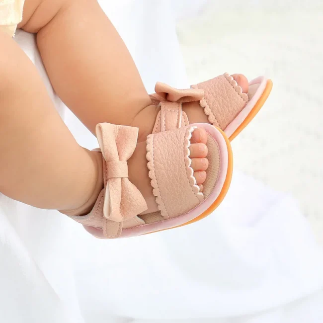 Meckior Baby Shoes Summer Baby Boy Girl Shoes Toddler Flats Sandals Soft Rubber Sole Anti-Slip Bowknot Crib First Walker Shoes 2
