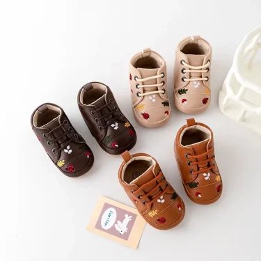 Baby Sneaker Soft PU High Quality Anti-slip Sole Ankle-covered Newborn Toddler Little Boots Spring Autumn 2024 Fashion BMB3140 6