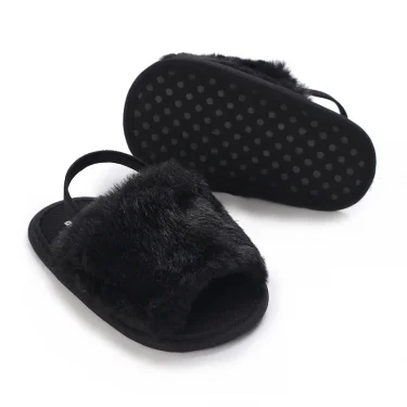 Winter Cute Baby Slippers Fluffy Baby Boy Girl Sandals Soft Non-slip Sole Toddler First Toddler Baby Shoes 2