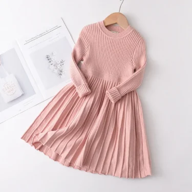 Bear Leader Long Sleeve Sweater Dress Girls Princess Baby Girl Clothes Sweet Tutu Party Dresses Christmas Little Girl Clothes 2