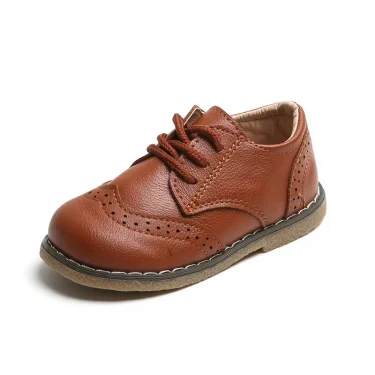 Spring Fall PU Leather Shoes Boys Britain Style Black White Brown Performance Shoes Lace Up Evening Prom Party Shoes Kids G11246 6