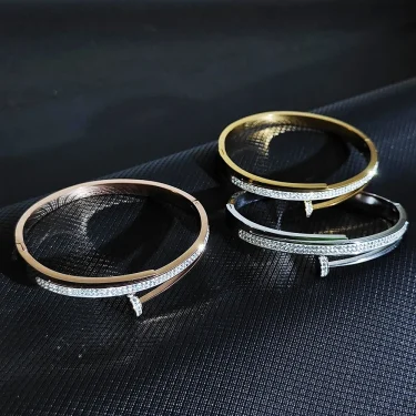 Luxury Brand Nail Open Bracelets Female Temperament Simple Trendy Bracelet Stainles Steel Screw Bangle for Women Gift Wholesale 2