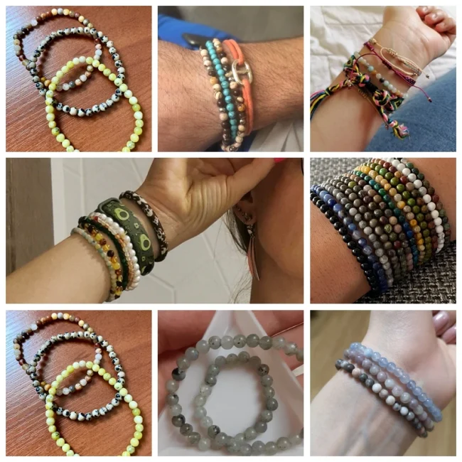 Natural Stone Beads Bracelet 6mm Round Tiger Eye Agates Quartz Beads Stretch Bracelet for Women Men Yoga Charm Jewelry Gifts 2