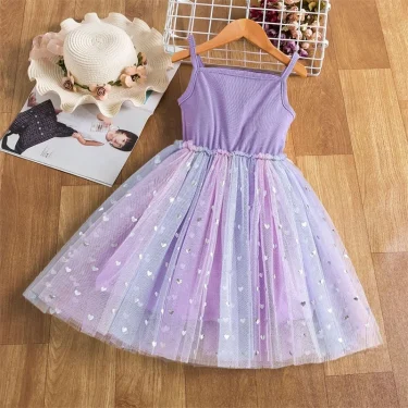 Toddler Girls Princess Dress Children Tulle Sleeveless Sling Dresses Summer New Baby Birthday Party Vestido Sweet Casual Clothes 5